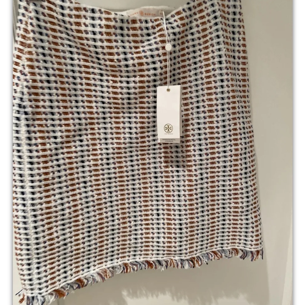 Tory Burch Short Mini Fringe Tweed Skirt Size Small Nwt